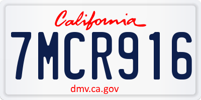 CA license plate 7MCR916