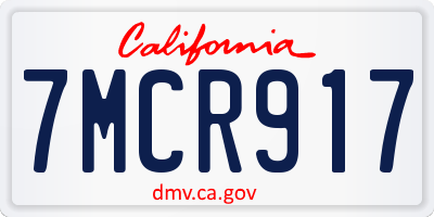 CA license plate 7MCR917