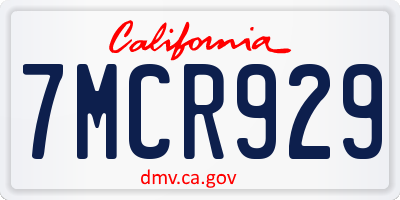 CA license plate 7MCR929