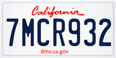 CA license plate 7MCR932