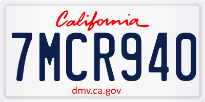 CA license plate 7MCR940