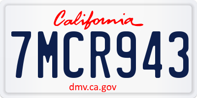 CA license plate 7MCR943
