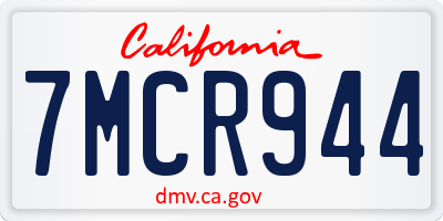 CA license plate 7MCR944