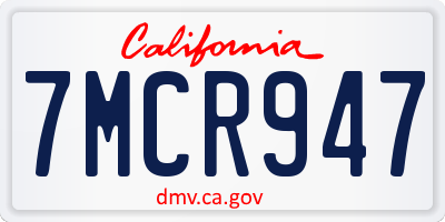 CA license plate 7MCR947