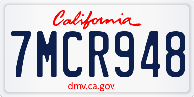 CA license plate 7MCR948