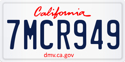 CA license plate 7MCR949