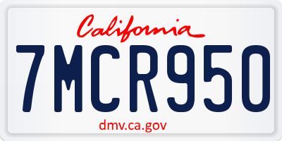 CA license plate 7MCR950