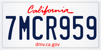 CA license plate 7MCR959