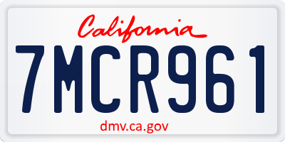 CA license plate 7MCR961