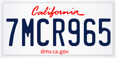 CA license plate 7MCR965