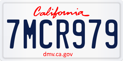 CA license plate 7MCR979