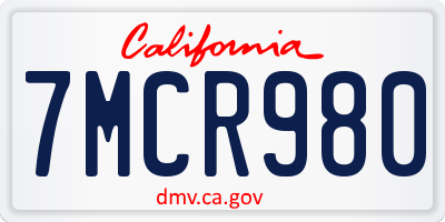 CA license plate 7MCR980