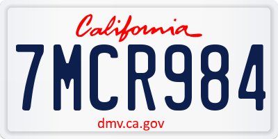 CA license plate 7MCR984