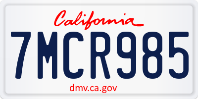 CA license plate 7MCR985