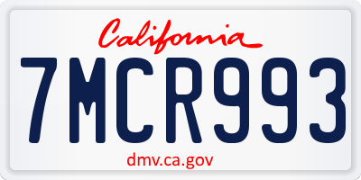 CA license plate 7MCR993