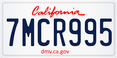 CA license plate 7MCR995