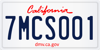 CA license plate 7MCS001