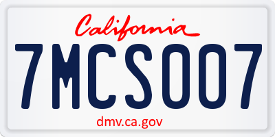 CA license plate 7MCS007