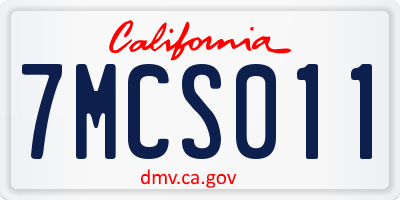 CA license plate 7MCS011