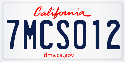 CA license plate 7MCS012