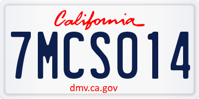 CA license plate 7MCS014