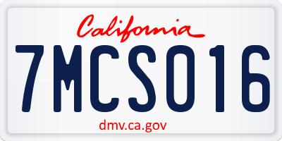 CA license plate 7MCS016