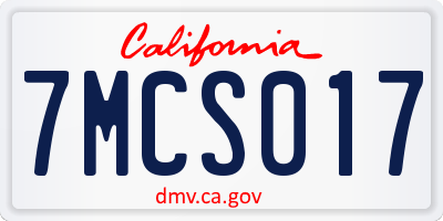 CA license plate 7MCS017