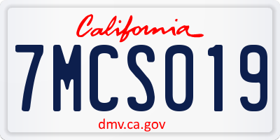 CA license plate 7MCS019