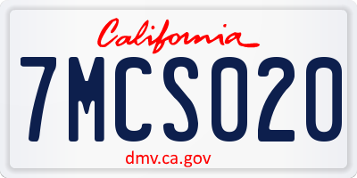 CA license plate 7MCS020