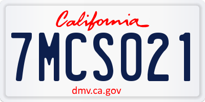 CA license plate 7MCS021