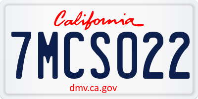 CA license plate 7MCS022