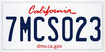 CA license plate 7MCS023