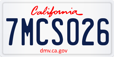 CA license plate 7MCS026
