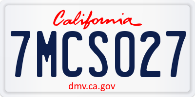 CA license plate 7MCS027