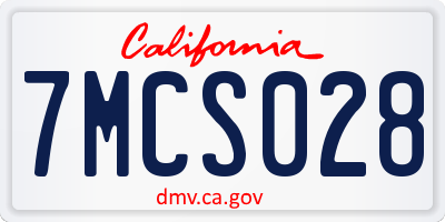 CA license plate 7MCS028