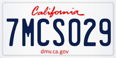 CA license plate 7MCS029