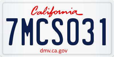 CA license plate 7MCS031