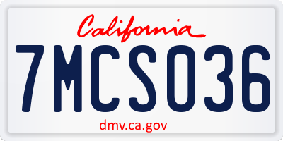 CA license plate 7MCS036