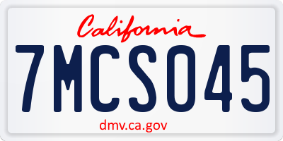 CA license plate 7MCS045