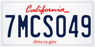 CA license plate 7MCS049