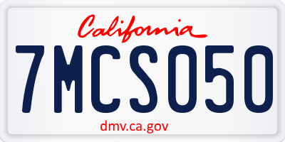 CA license plate 7MCS050