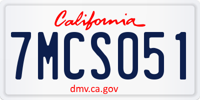 CA license plate 7MCS051