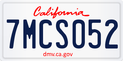 CA license plate 7MCS052