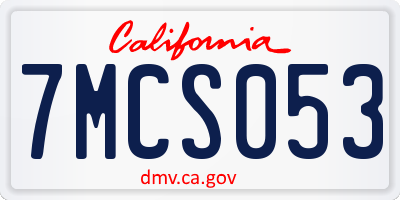 CA license plate 7MCS053