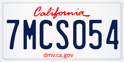 CA license plate 7MCS054
