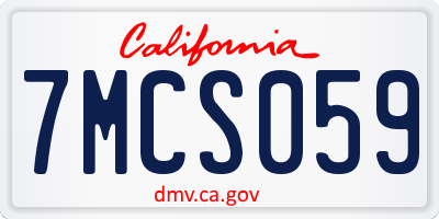 CA license plate 7MCS059