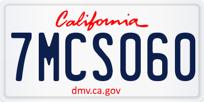CA license plate 7MCS060