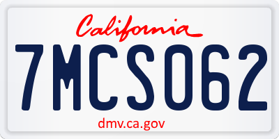 CA license plate 7MCS062