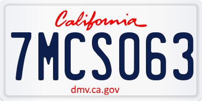 CA license plate 7MCS063