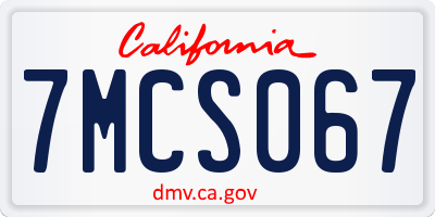 CA license plate 7MCS067